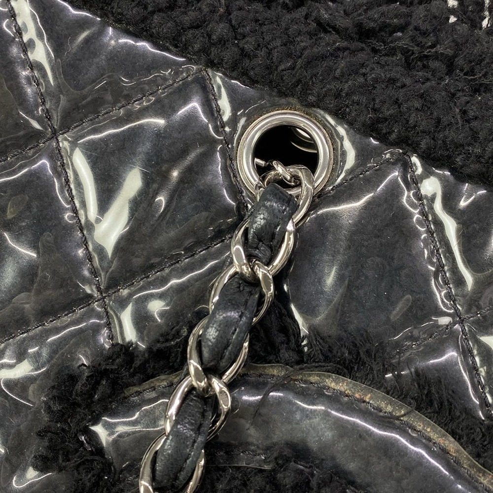 Chanel Patent Toilette Chain Tote Tote Bag Black Clear Vinyl Funny Tweed - Picture 10 of 15
